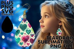 Radiant TEARDROP Earrings Gift PNG, Heart Product Image 1