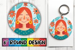 Feminine Watercolor Round Design with Flowers PNG Product Image 1