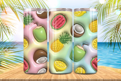 3D Puff Fruits Summer Tumbler Wrap PNG Sublimation Product Image 1