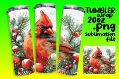Cardinal Bird Winter Tumbler Wrap | Sublimation 20oz Product Image 1