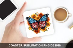 4Th Of July Butterfly- Coaster Sublimation Design Product Image 1