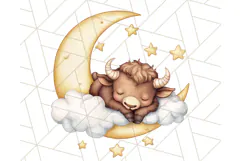 Sleeping Baby Animals PNG, Moon and Stars Nursery Clipart Product Image 5