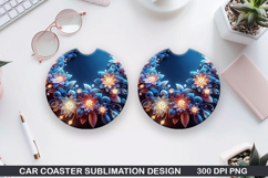Flowers Car Coaster Sublimation|Christmas Coaster PNG Design Product Image 1