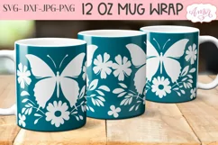 Butterfly and flowers mug wrap SVG for infusible ink Product Image 2