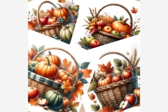 Autumn Basket Clipart Bundle | 13 JPEG Files, Pumpkins Apple Product Image 2