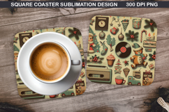 Christmas Coaster Sublimation, Christmas Coaster PNG Design Product Image 1