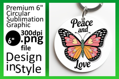 Artful Round Design for Keychains , Butterfly Product Image 1