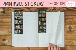 Old book shelves bookmark, watercolor books PNG printable Product Image 2