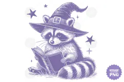 Vintage Funny Sarcastic Feral Witch Raccoon Halloween PNG Product Image 1