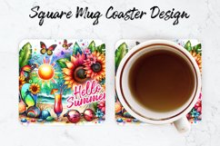 Hello Summer Mug coaster | Coaster | Sublimation Design Product Image 1