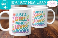 Just a girl who loves books mug wrap sublimation PNG Product Image 1