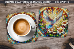 Dove Coaster Sublimation, Easter Coaster PNG Design Product Image 1
