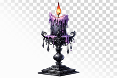 Gothic Candle Holder Purple Wax Halloween PNG Product Image 1