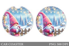 Christmas Gnome Car Coaster. Christmas Car Coaster Design Product Image 1