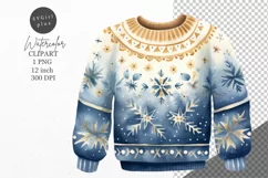 Christmas clipart, Sweater clipart, Blue Christmas Product Image 1