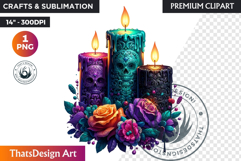 Floral Day of the Dead Clipart PNG sugar skull la catrina Product Image 1