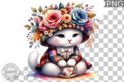 Floral Crown Cat Sublimation Clipart Bundle Product Image 5