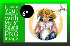Artful Circle Design for Keychains , Cute Bunny Product Image 1