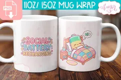Social Battery mug wrap sublimation, Mental health mug Product Image 1