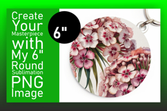Cute Flamingo with Flowers Round Design PNG Product Image 1