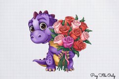 Peeking Dinosaur Valentines Day Clipart PNG Product Image 1