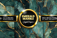 Emerald Marble Digital Papers - 04 variations Product Image 1