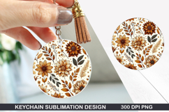 Flower Keychain Sublimation - Autumn Keychain PNG Design Product Image 1