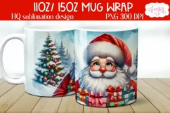 Santa mug wrap PNG Sublimation, Christmas mug template Product Image 2