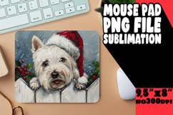 Holiday Mouse Pad Design Winter Peeking Dog Sublimation Product Image 1