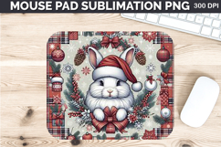 Watercolor Bunny Mouse Pad Sublimation - Christmas PNG Product Image 1