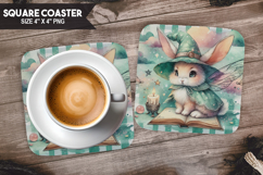 Bunny, Fantasy &amp; Whimsy, Buffalo Plaid Square Coaster PNG Product Image 1