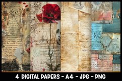 4 Vintage Digital Papers I Junk Journal Pages Product Image 1
