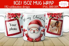 Christmas photo mug wrap PNG Sublimation, Santa mug png Product Image 1