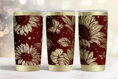 20oz Tumbler laser svg wrap|Sunflowers and Butterflies Product Image 1