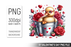 Valentine&#039;s Duck in Bucket, Animal Graphic For Crafts Product Image 1