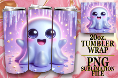 Sublimation Wonders 20oz tumbler wrap, 3D Cute Ghost Product Image 1