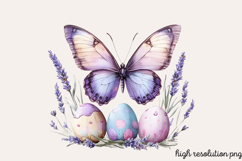 Pastel Easter Butterflies Clipart Bundle PNG Product Image 7