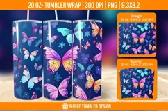 3d Cute Butterfly Tumbler Wrap Designs, Sublimation Wrap Product Image 1