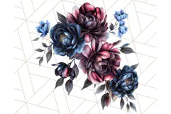 Gothic Floral PNG, Dark Aesthetic Flowers Clipart Print Product Image 5