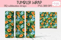 Tropical flowers tumbler wrap PNG for sublimation Product Image 2