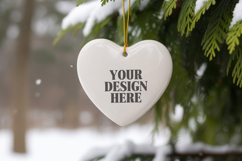 Christmas Love Heart Ornament Mockup | Holiday Hanging Product Image 1