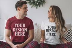 Christmas Bella Canvas 3001 Couple Mockup , BC3001 Couple mo Product Image 1