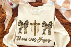 Inspirational PNG, There Was Jesus Leopard Coquette Png Product Image 1