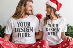 Bella Canvas 3001 Christmas Couple Mockup ,3001 Couple Mock Product Image 1