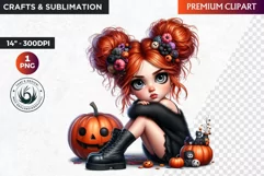 Halloween clipart, Cute Redhead girl Clipart, Kids Halloween Product Image 1