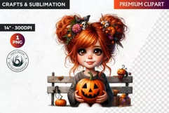 Halloween clipart, Cute Redhead girl Clipart, Kids Halloween Product Image 1