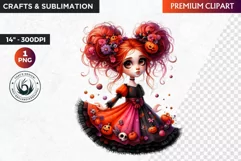 Halloween clipart, Cute Redhead girl Clipart, Kids Halloween Product Image 1