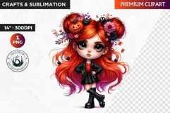 Halloween clipart, Cute Redhead girl Clipart, Kids Halloween Product Image 1