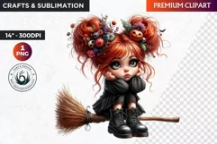 Halloween clipart, Cute Redhead girl Clipart, Kids Halloween Product Image 1