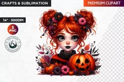 Halloween clipart, Cute Redhead girl Clipart, Kids Halloween Product Image 1